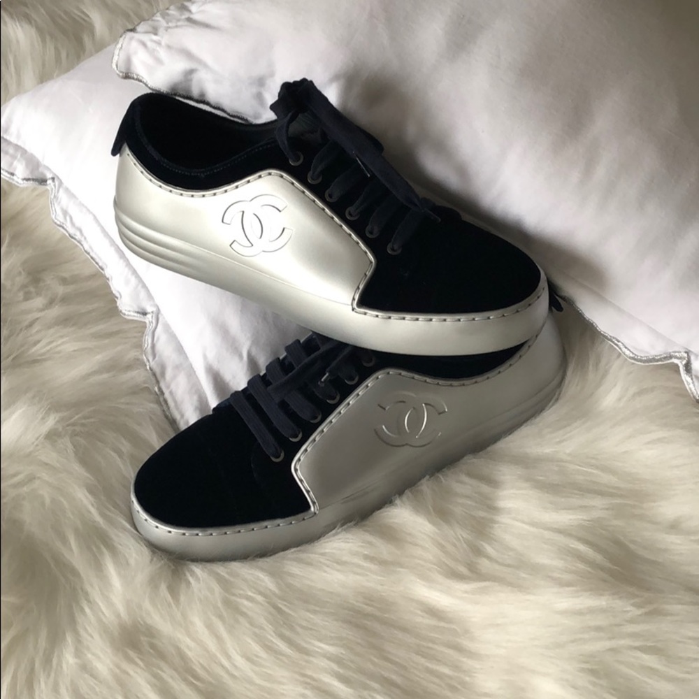 Chanel Velvet Sneakers in Navy